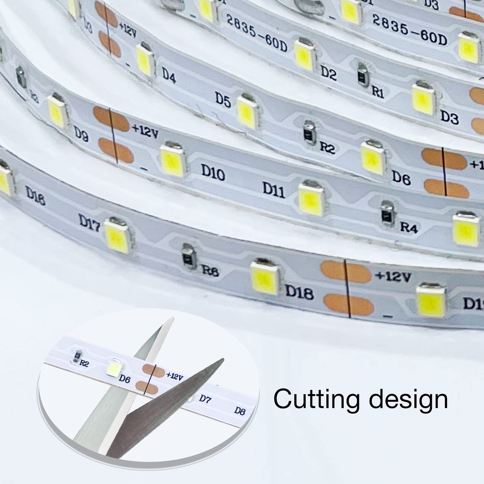 Led Strip Light, 20 Ft Dimmable Bright Rope Lighting, 6500K 24V Strips, 360 Leds