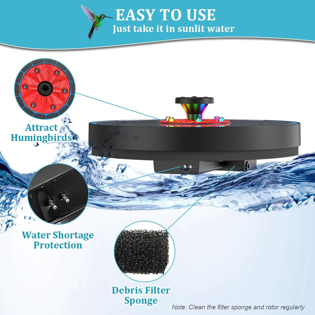Solar Bird Bath Fountain,Upgrade 3.5W Glass Panel Solar Fountain with 2200mAh Backup Battery, Colorful LED Lights,8 Spray Mode, 4 Fixed Rods for Garden, Pond, Pool,Patio Outdoor Water Feature