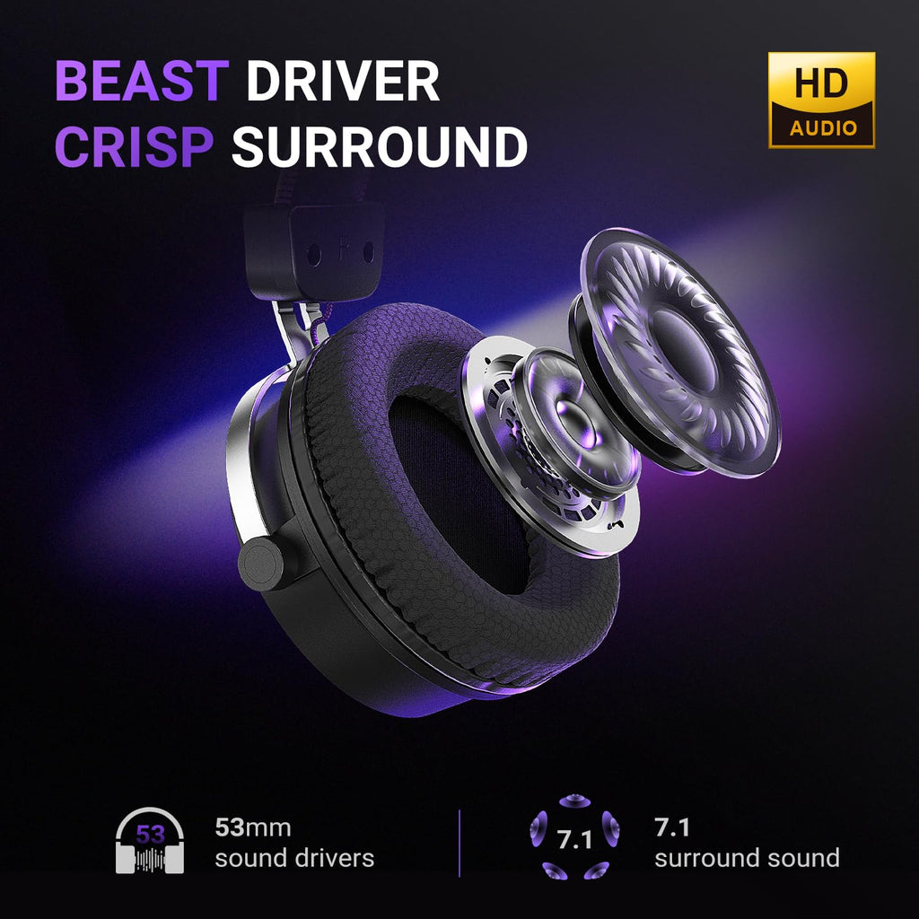 FIFINE Wired Open Back Gaming Headset, Open Acoustic Audio,Customizable RGB,USB in-Line Control, 7.1 Surround Sound, Over-Ear Gamer Headphone with Detachable Mic for PC PS5/PS4, Laptop, Mac - H19BP