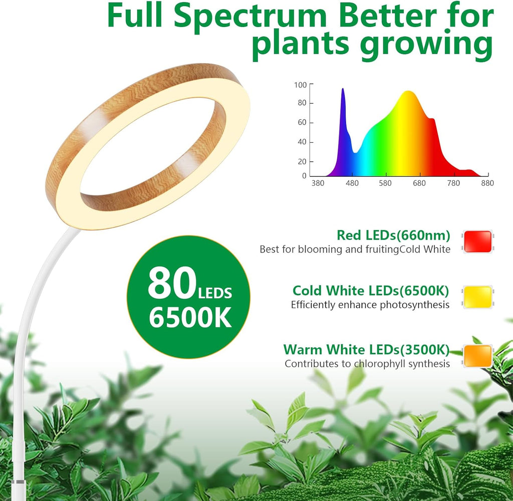 Grow Lights for Indoor Plants,LPMZMBL Indoor Plant Light,80 LEDs Full Spectrum Plant Lights for Indoor Growing with 6/12/16H Timer-WG1