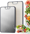 Stainless Steel Cutting Boards for Kitchen, Non Toxic 2-in-1 Cutting Board Double Sided, Food Grade Chopping Boards for Fresh Meat Vegetable, Easy to Clean,15”×10