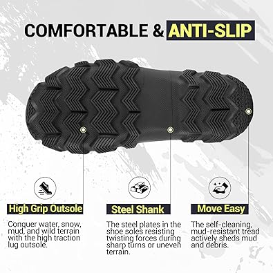 LHG Men's 6'' Ankle Garden Boots Rubber Rain Boots Waterproof Insulated Neoprene Mud Boot for Outdoor Farming Lawn Chore Yard Hunting