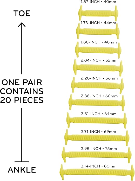Yellow Stretchy Tieless Silicone Elastic Shoelaces | 20 Straps