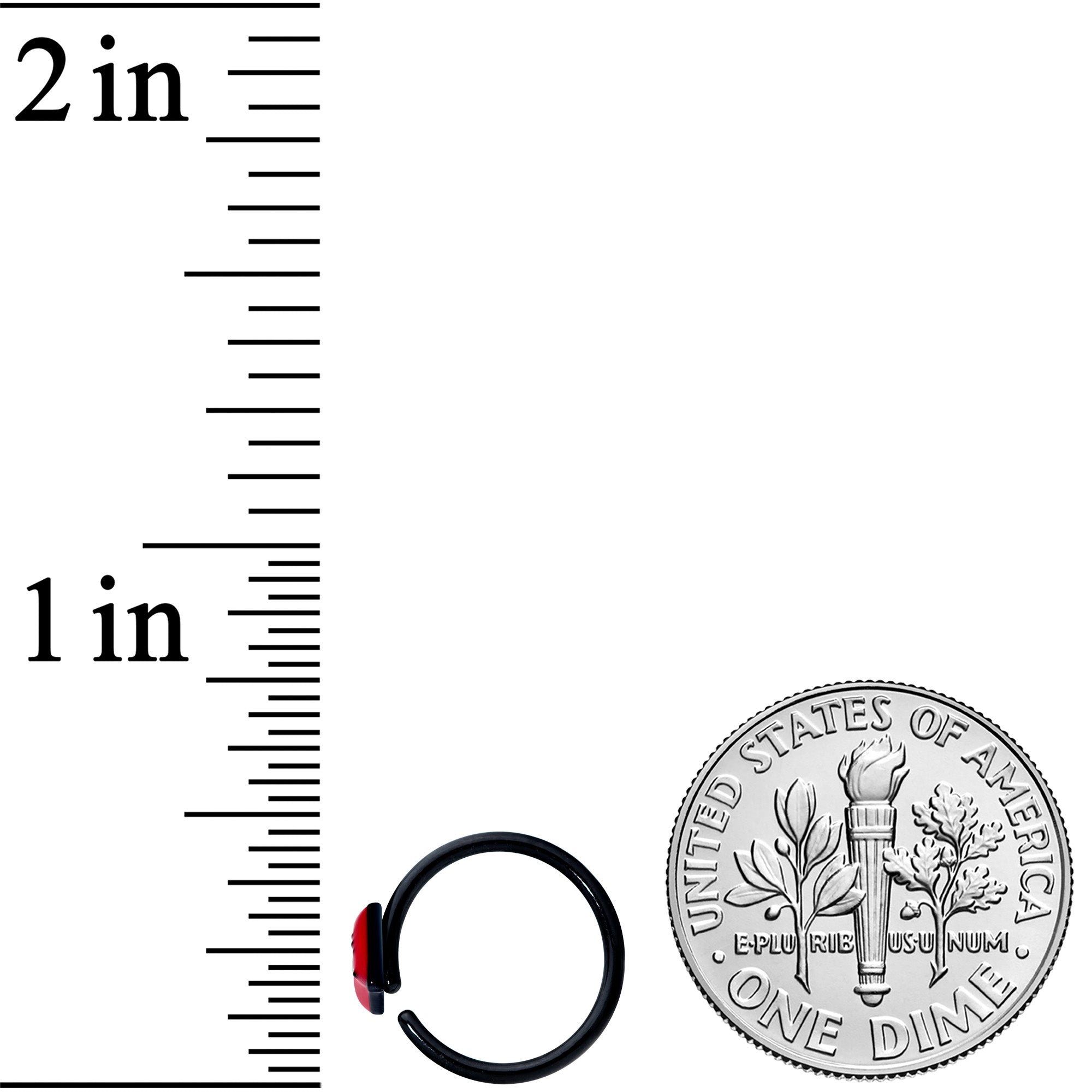 18G 3/8 Black Red Sneering Bite Lips Nose Hoop