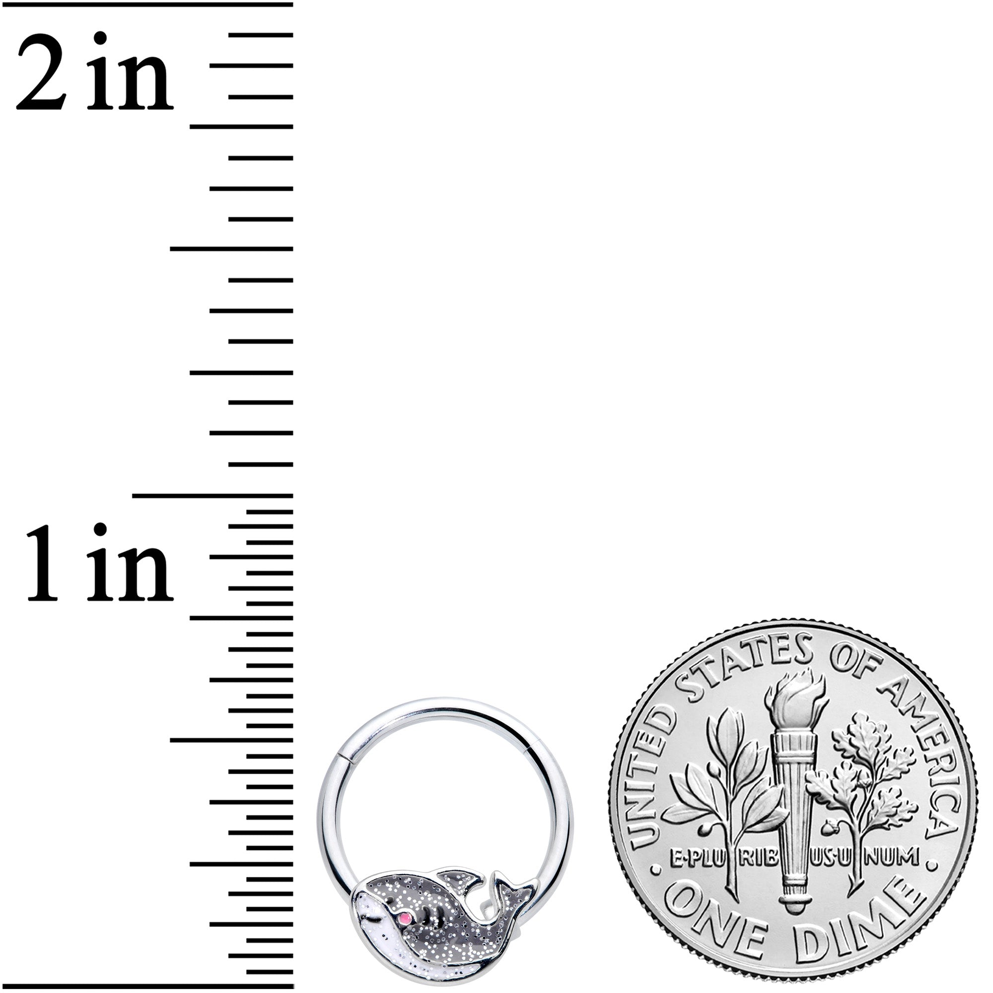 16G 3/8 Sweet Smiling Whale Hinged Segment Ring
