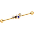 14G Clear CZ Gem Gold Tone Lovely Bee Industrial Barbell 38mm