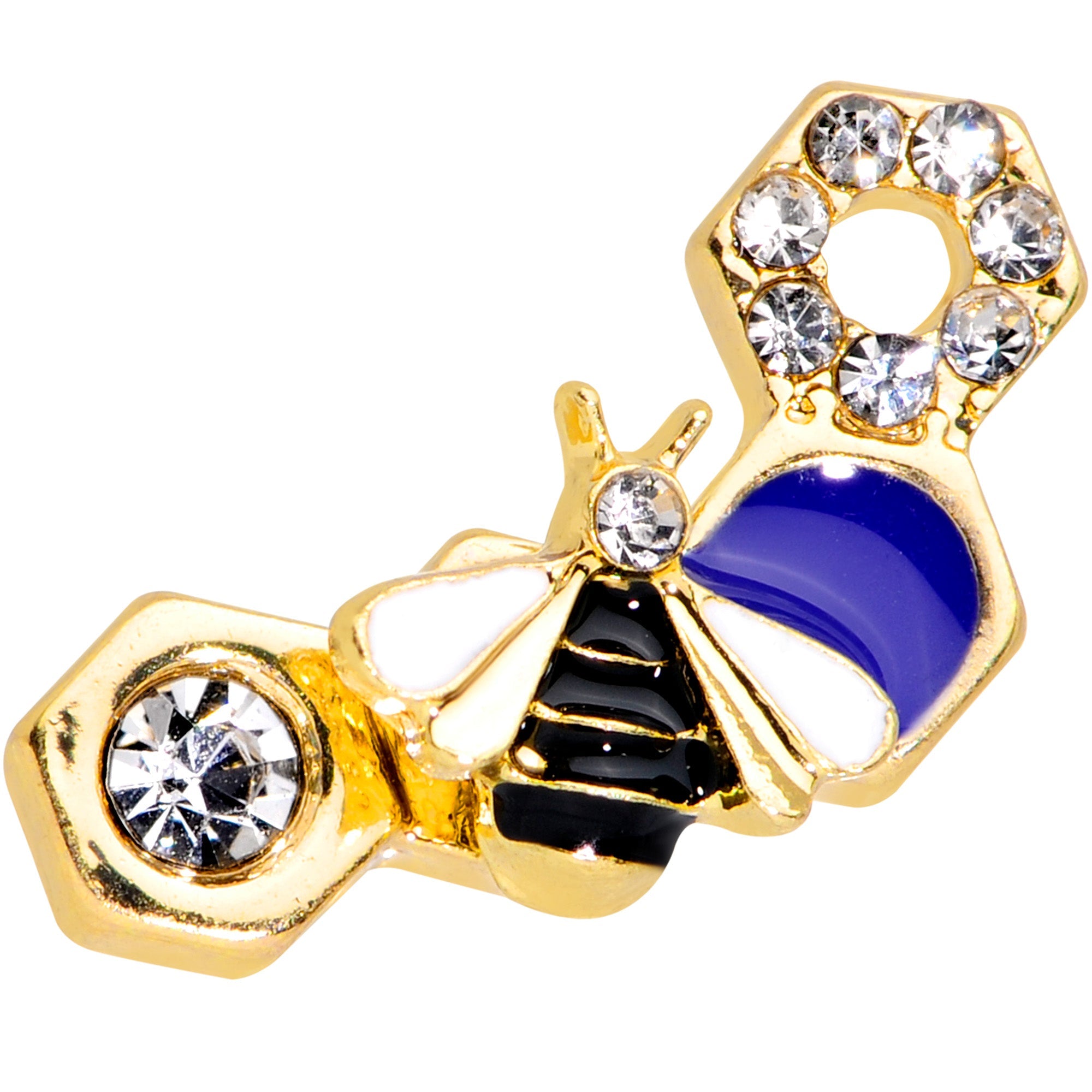 16G 5/16 Clear CZ Gem Gold Tone Lovely Bee Labret Monroe Tragus