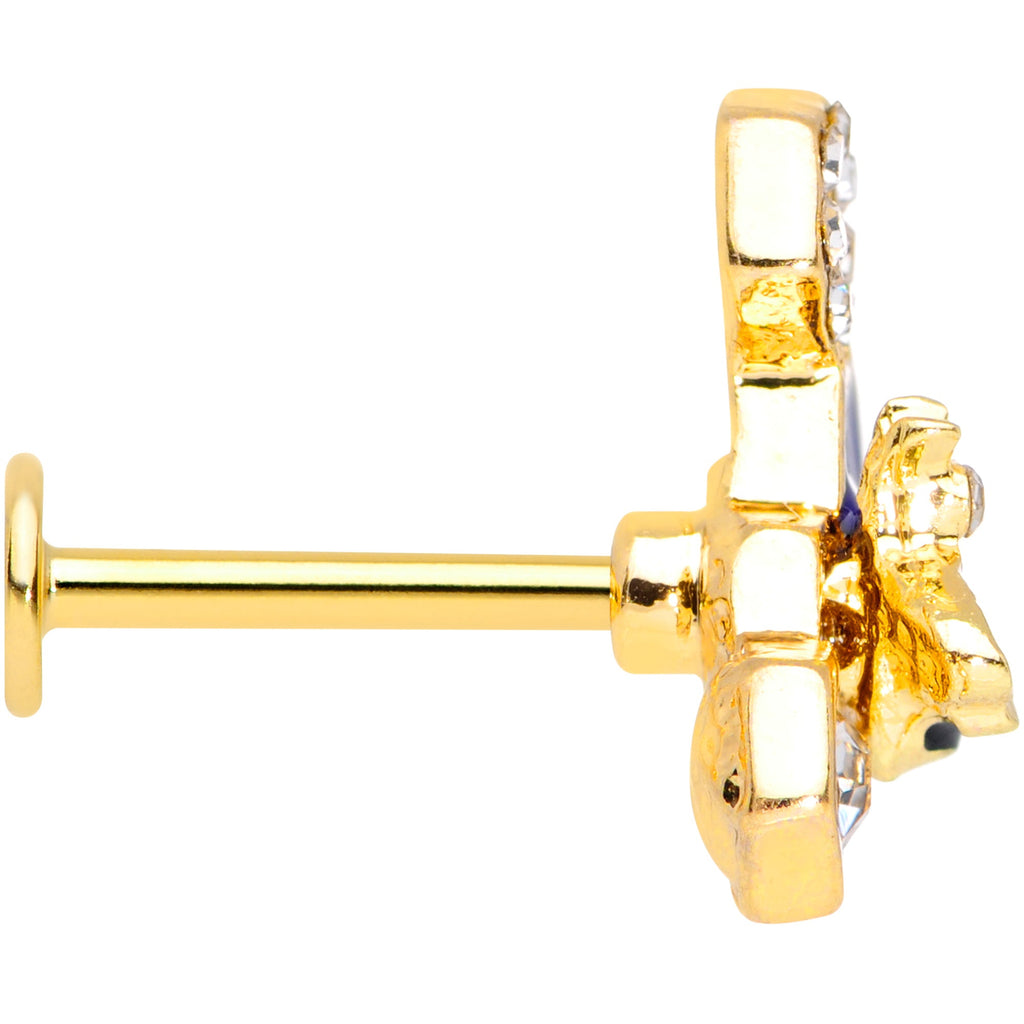 16G 5/16 Clear CZ Gem Gold Tone Lovely Bee Labret Monroe Tragus