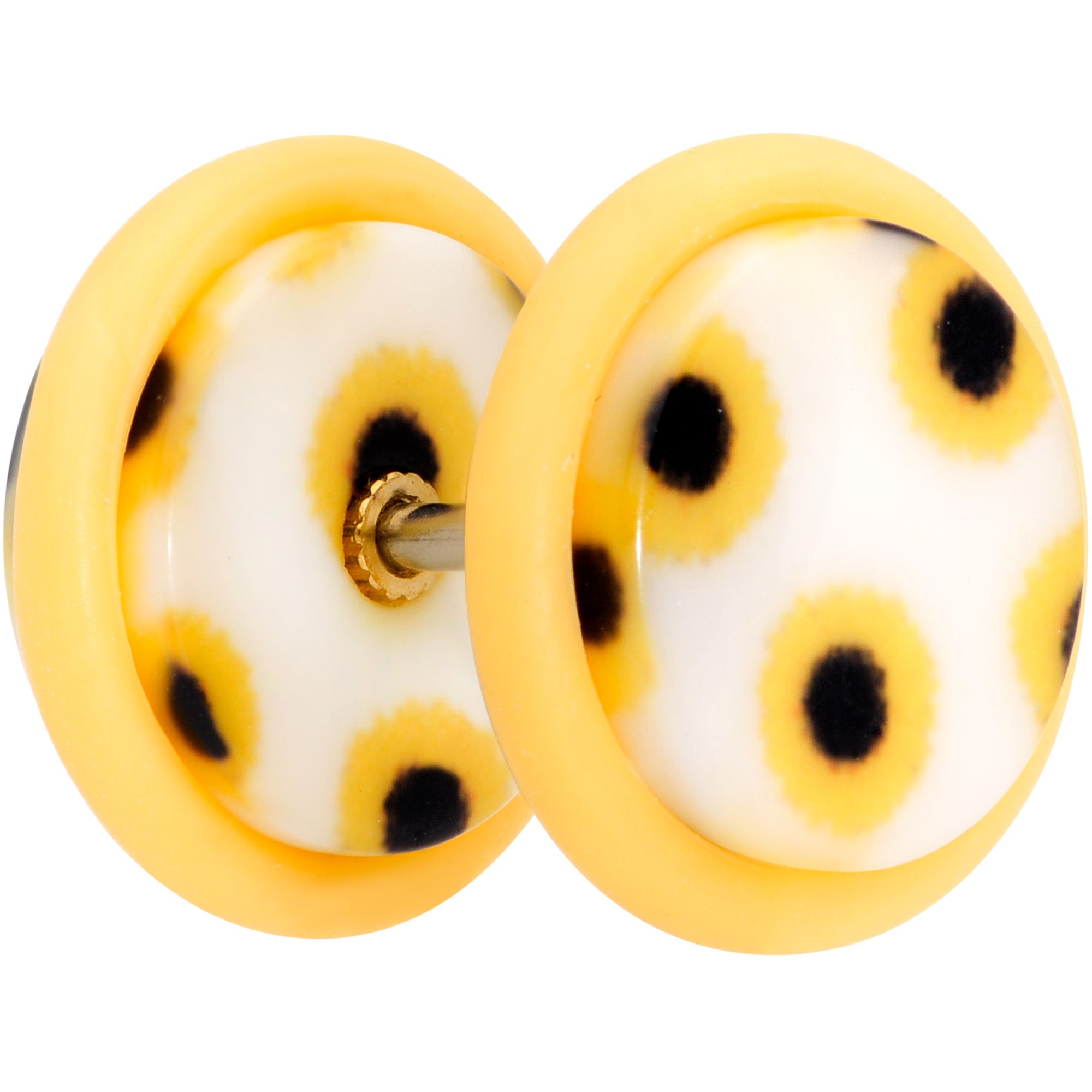 Yellow White Scores of Sunflowers Cheater Plug Set