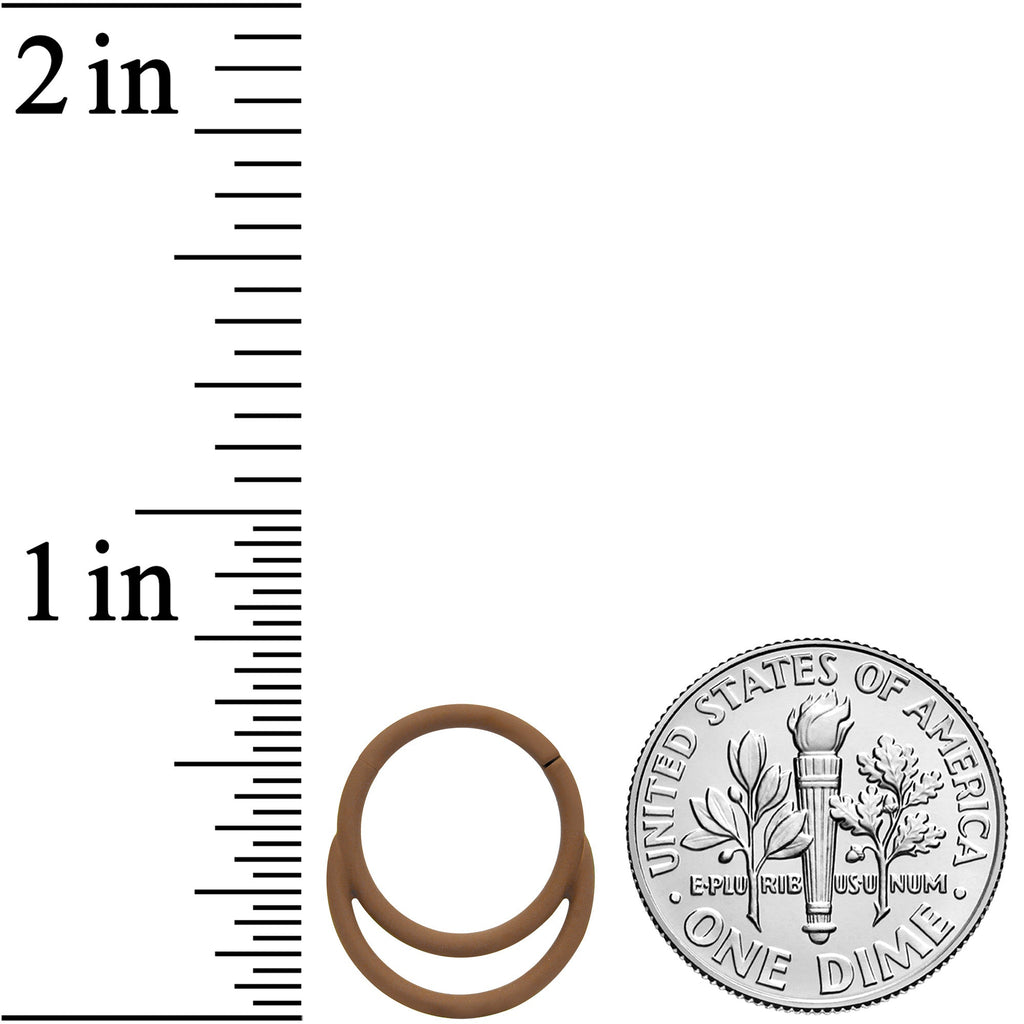 18G 3/8 Light Brown Matte Double Circle Hinged Segment Ring
