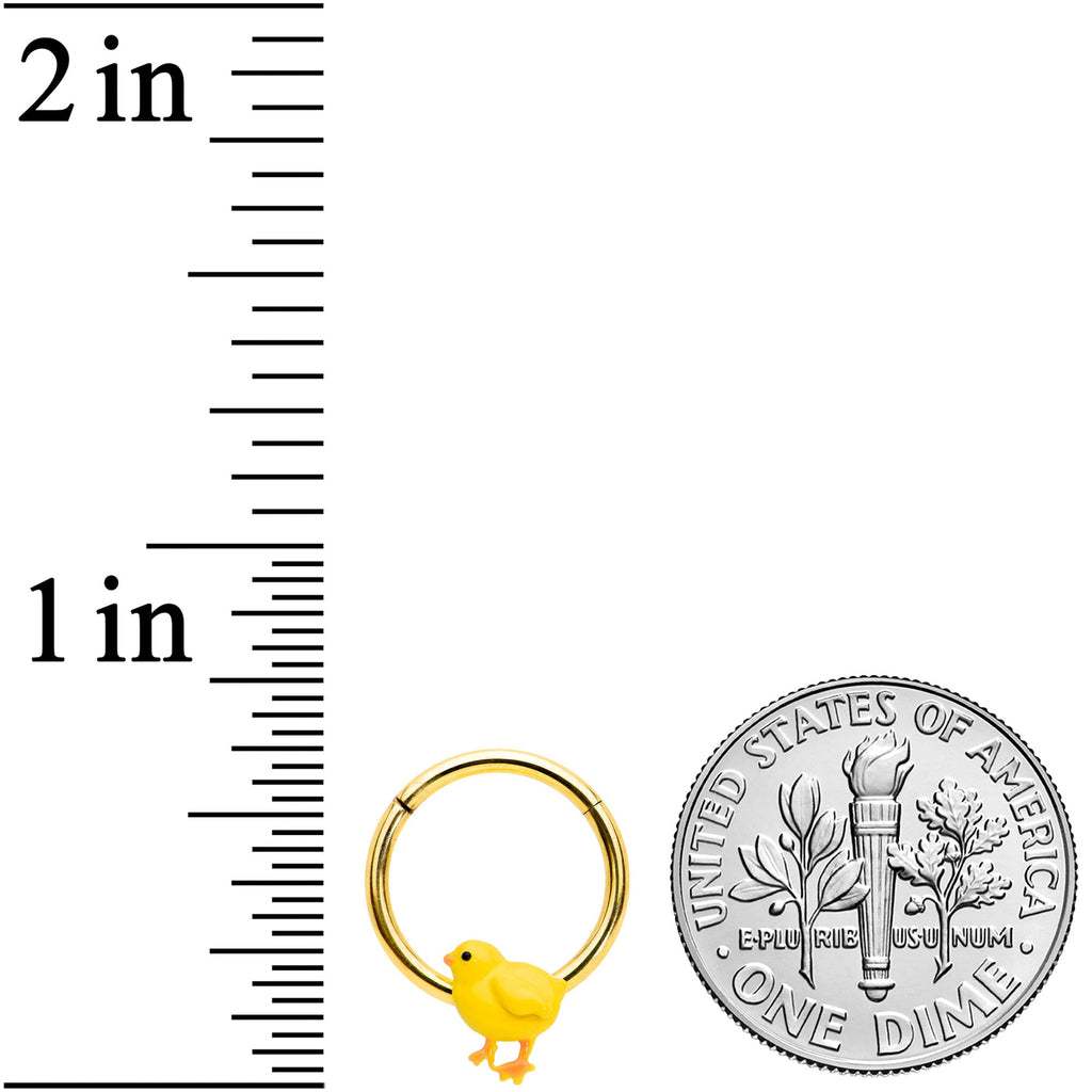 16G 3/8 Gold Tone Yellow Easter Chick Hinged Segment Ring