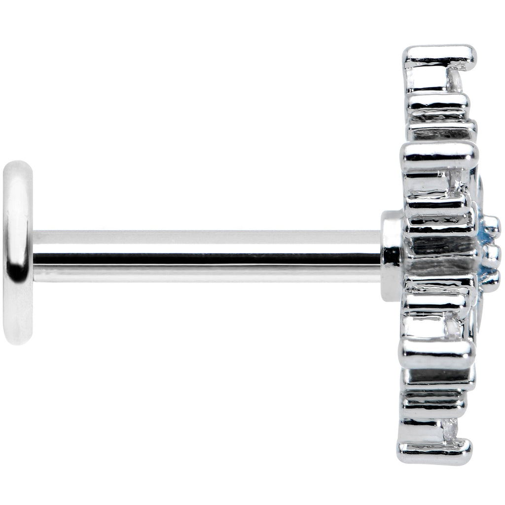 16G 5/16 Clear CZ Blue Snowflake Christmas Labret Monroe Tragus
