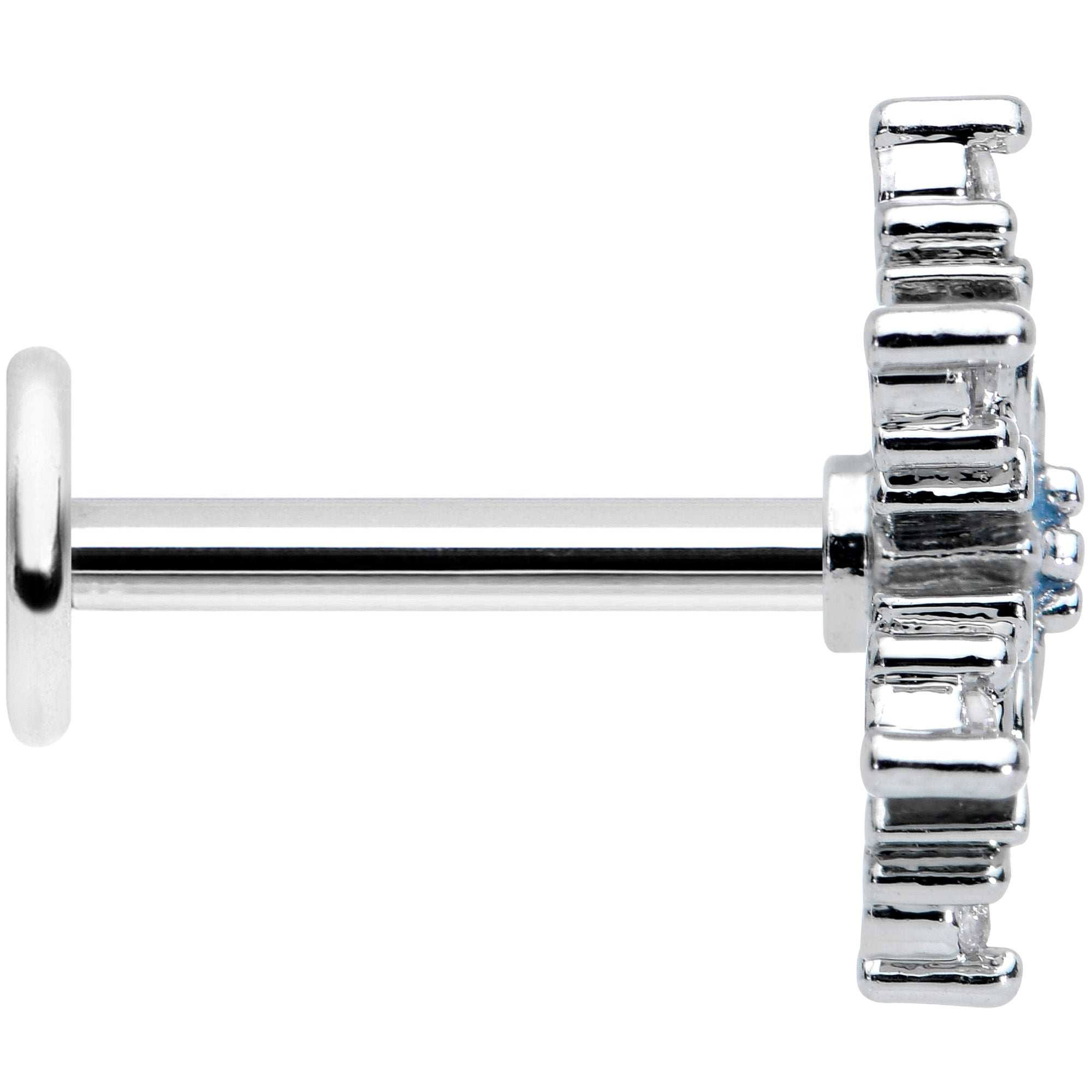 16G 5/16 Clear CZ Blue Snowflake Christmas Labret Monroe Tragus