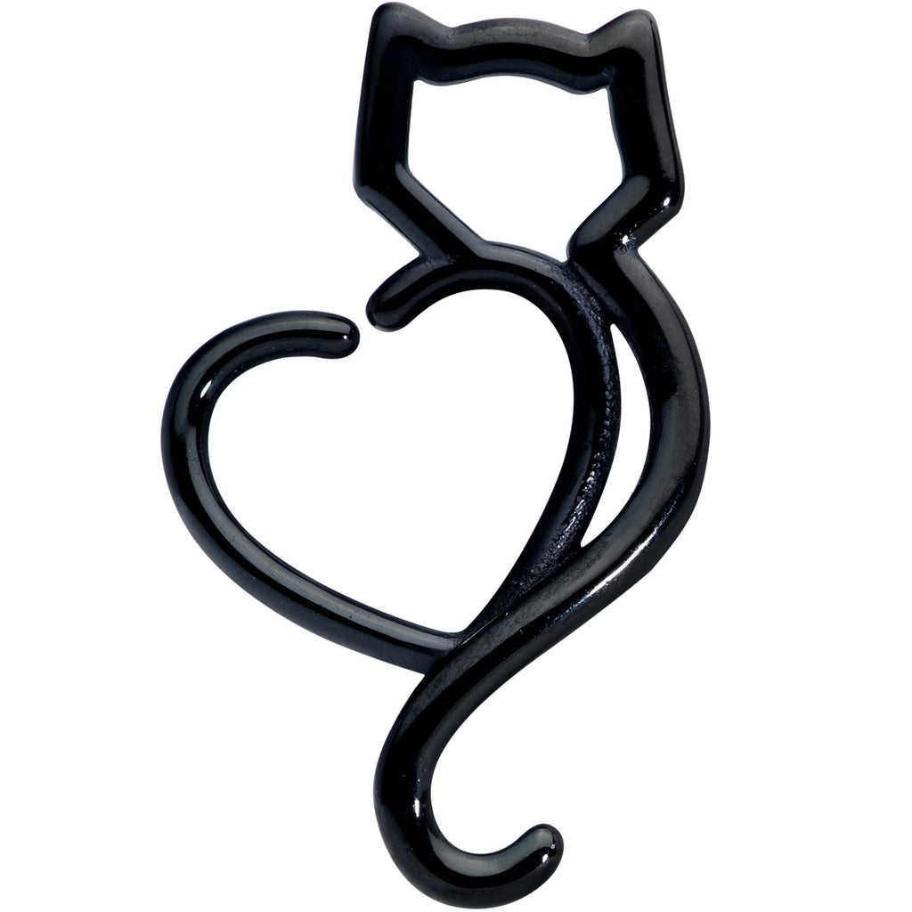 16G 5/16 Black Cat Lover Heart Kitty Closure Ring