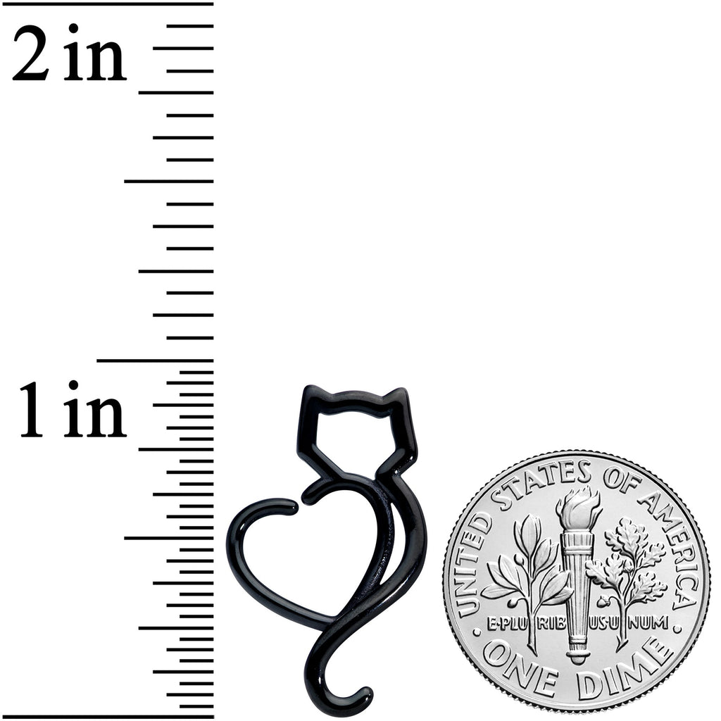 16G 5/16 Black Cat Lover Heart Kitty Closure Ring