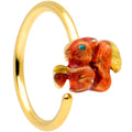 20G 5/16 Gold Tone Happy Squirrel Nose Hoop