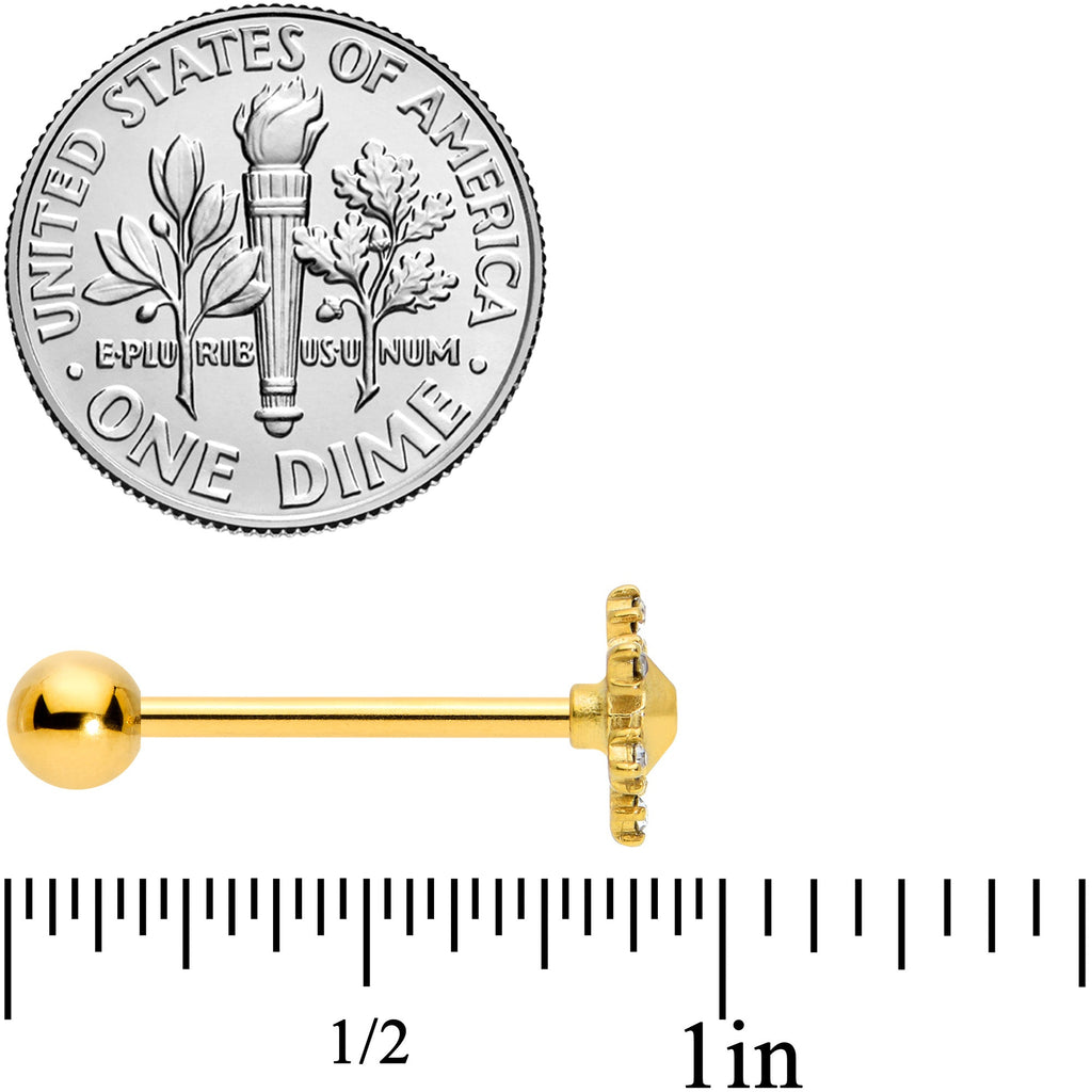 Clear CZ Gem Gold Tone Sweet Snowflake Christmas Barbell Tongue Ring