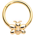 16G 3/8 Gold Tone Simple Stylish Bee Hinged Segment Ring