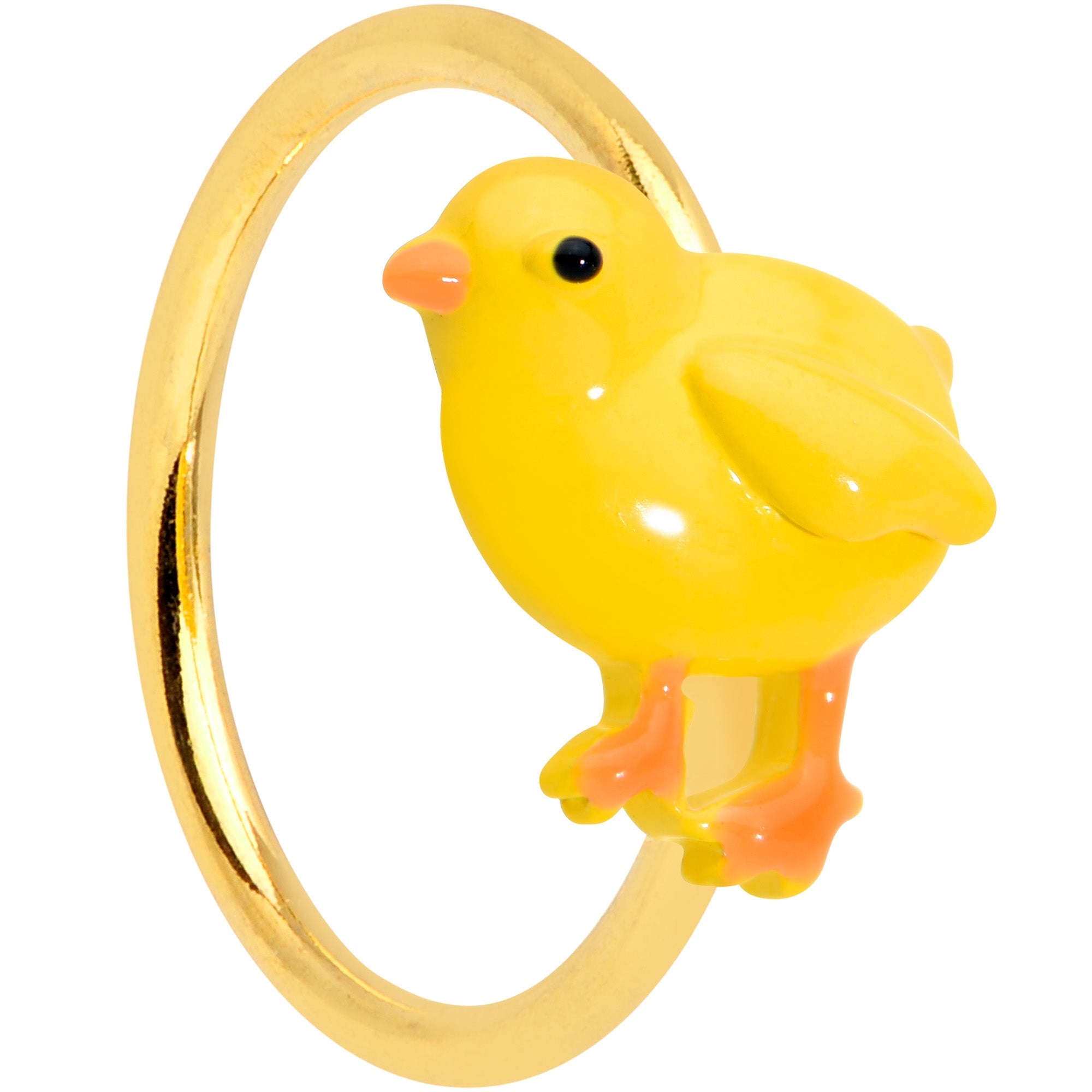 20G 5/16 Gold Tone Yellow Easter Chick Nose Hoop
