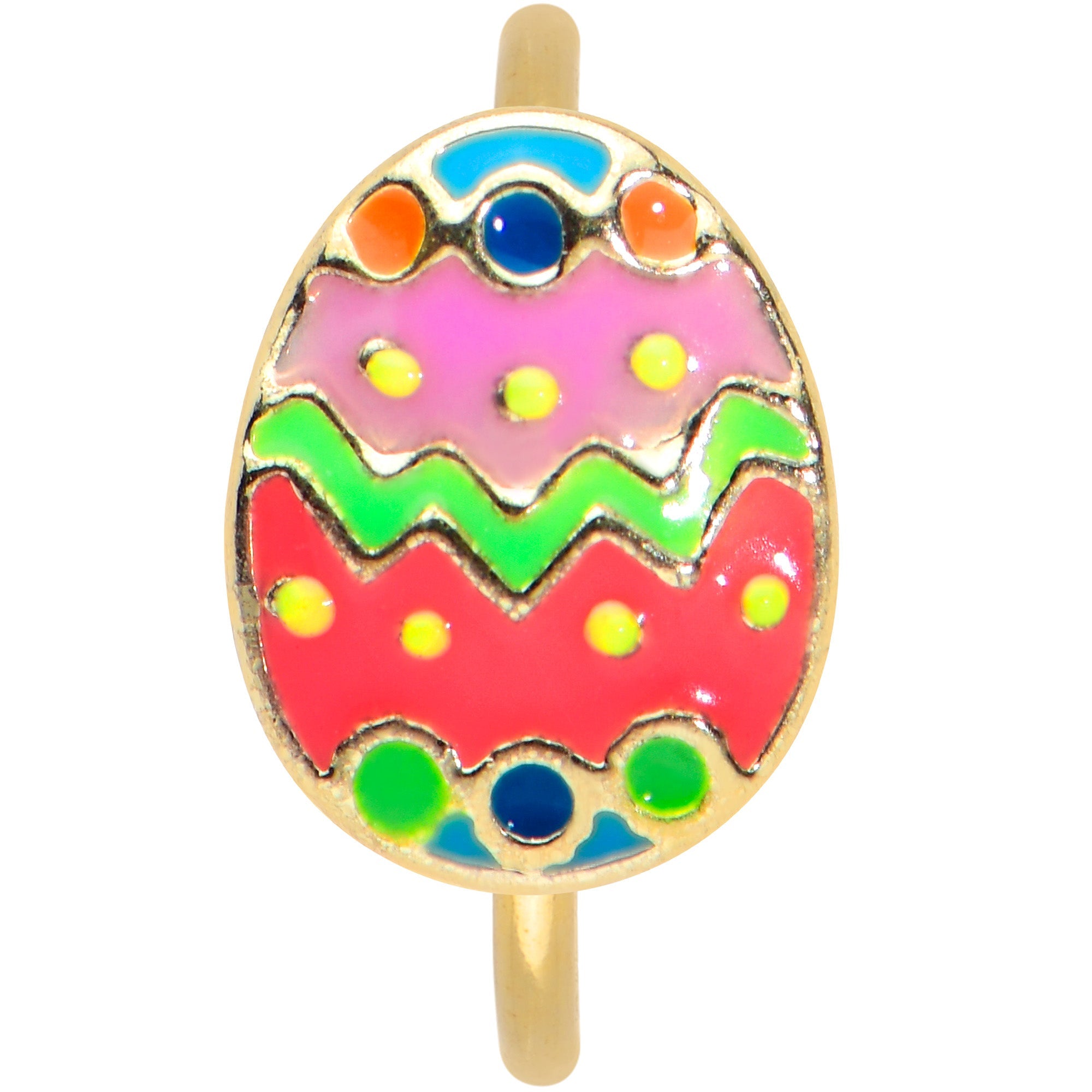 20G 5/16 Gold Tone Funky Painted Easter Egg Nose Hoop