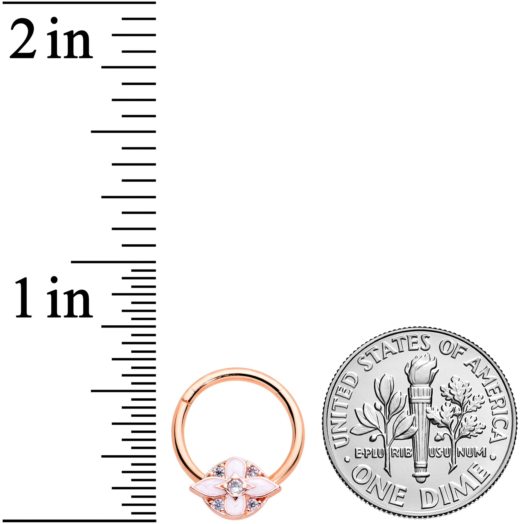 16G 3/8 Clear CZ Gem Rose Gold Hue Pink Cross Hinged Segment Ring