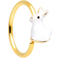 20G 5/16 Gold Tone White Rabbit Easter Bunny Nose Hoop