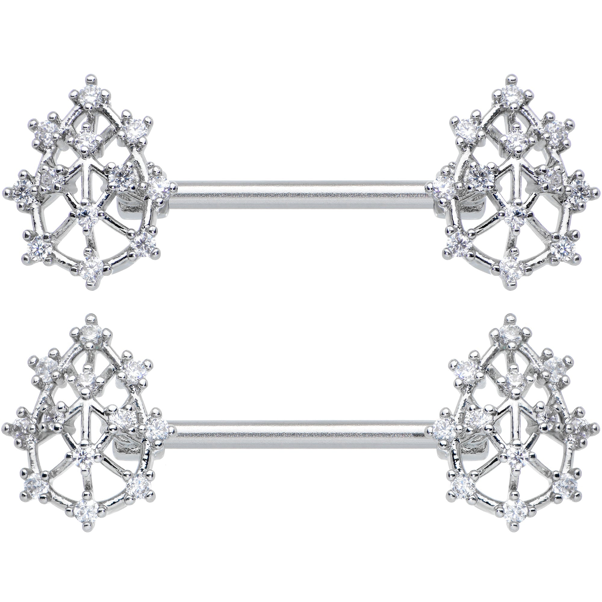 14G 9/16 Clear CZ Gem Constellation Barbell Nipple Ring Set