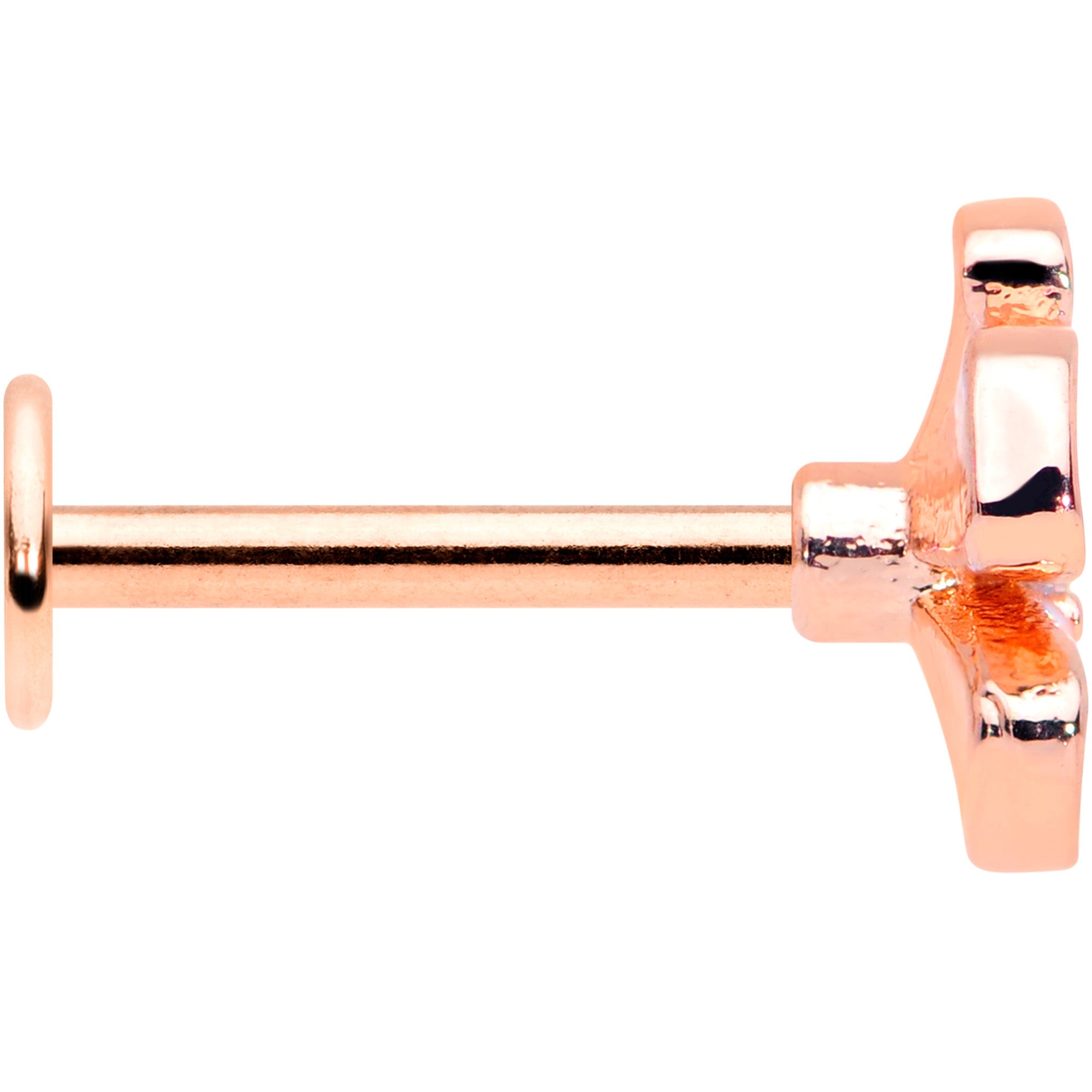 16G 5/16 Clear CZ Gem Rose Gold Tone White Flower Labret Tragus