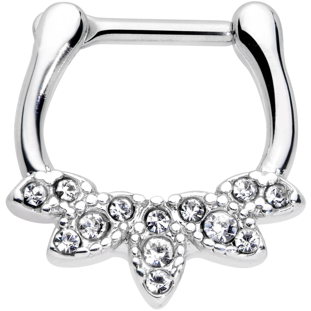 16G 5/16 Clear Gem Elegant Fan Cartilage Clicker