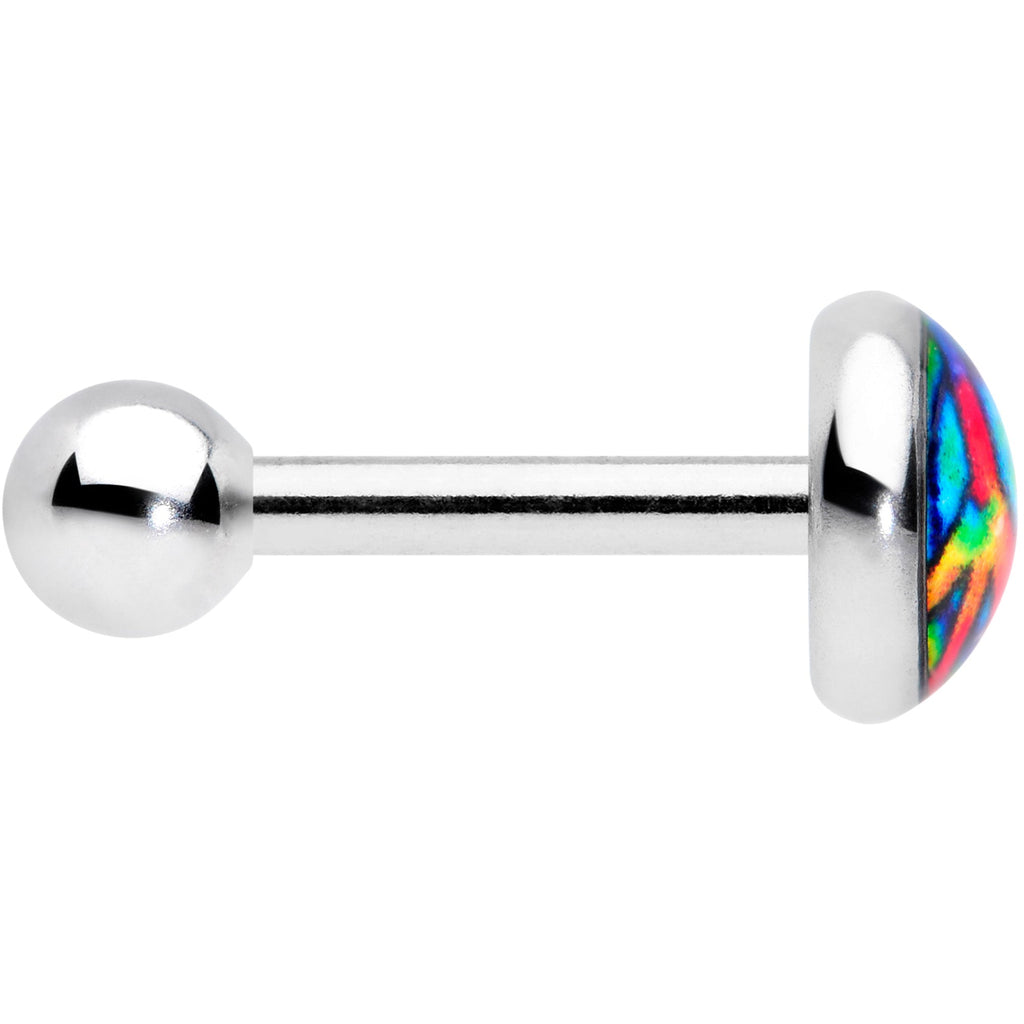 16G 1/4 Rainbow Tie Dye Peace Sign Cartilage Tragus Earring