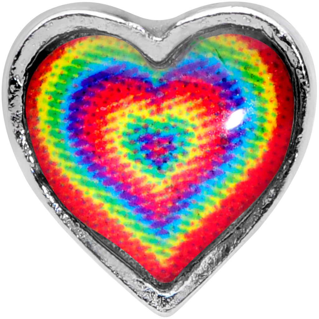 18G 5/16 Rainbow Tie Dye Heart Valentines Day Nose Hoop