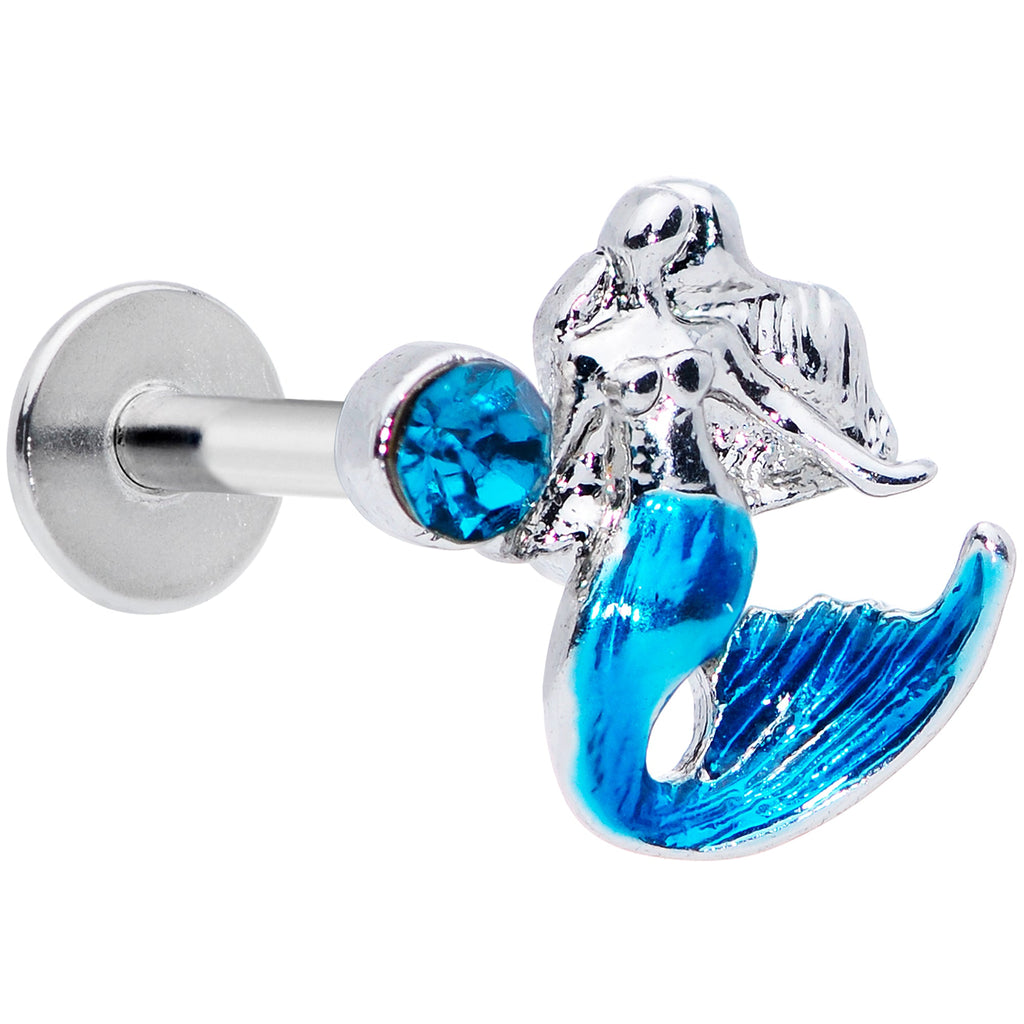 16G 5/16 Aqua Gem Blue Mermaid Labret Monroe Tragus