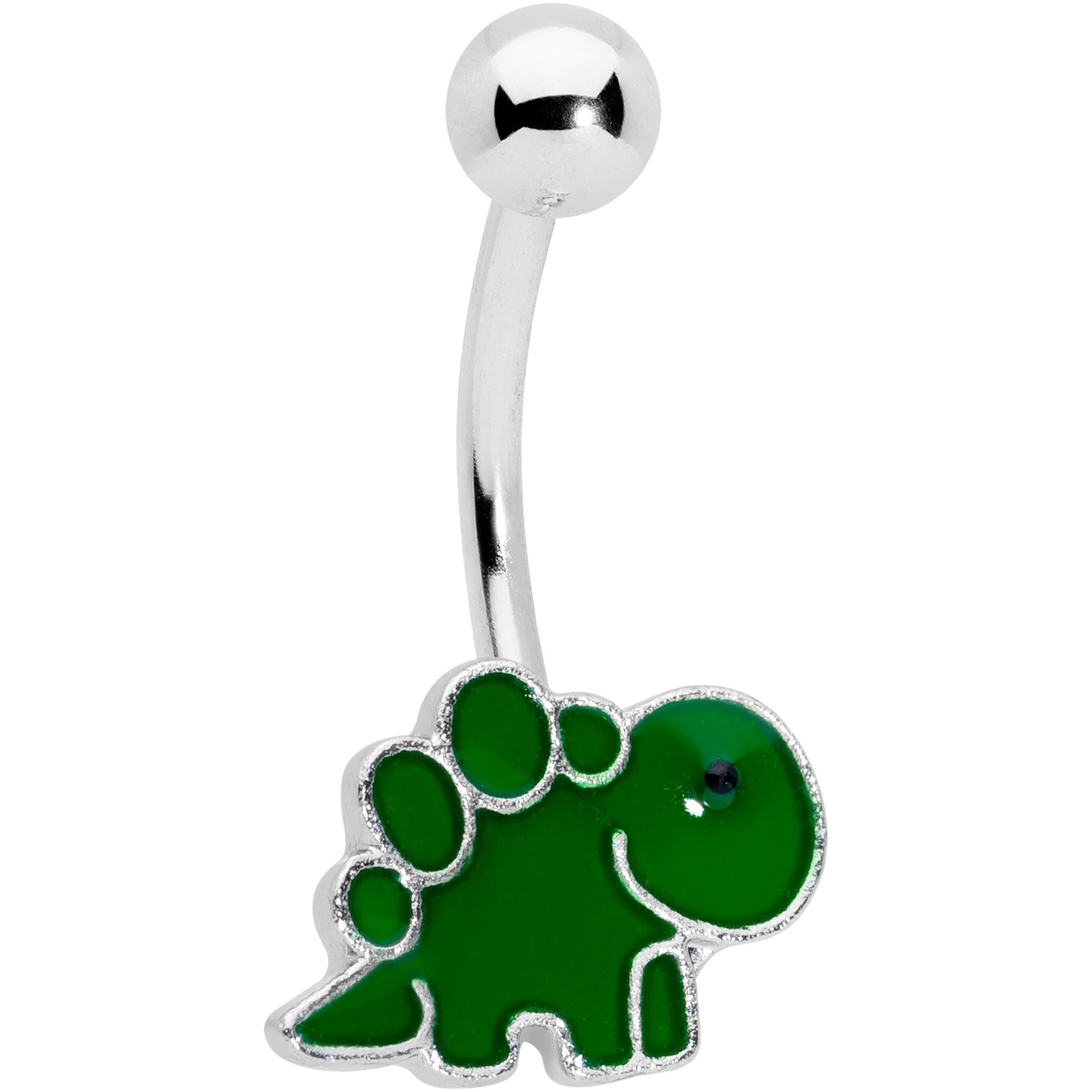 Green Gem UV Glow Color Swirl Dinosaur Belly Ring Set of 4