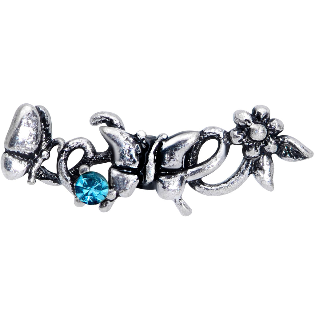 16G 1/4 Blue Gem Array of Butterflies Cartilage Tragus Earring