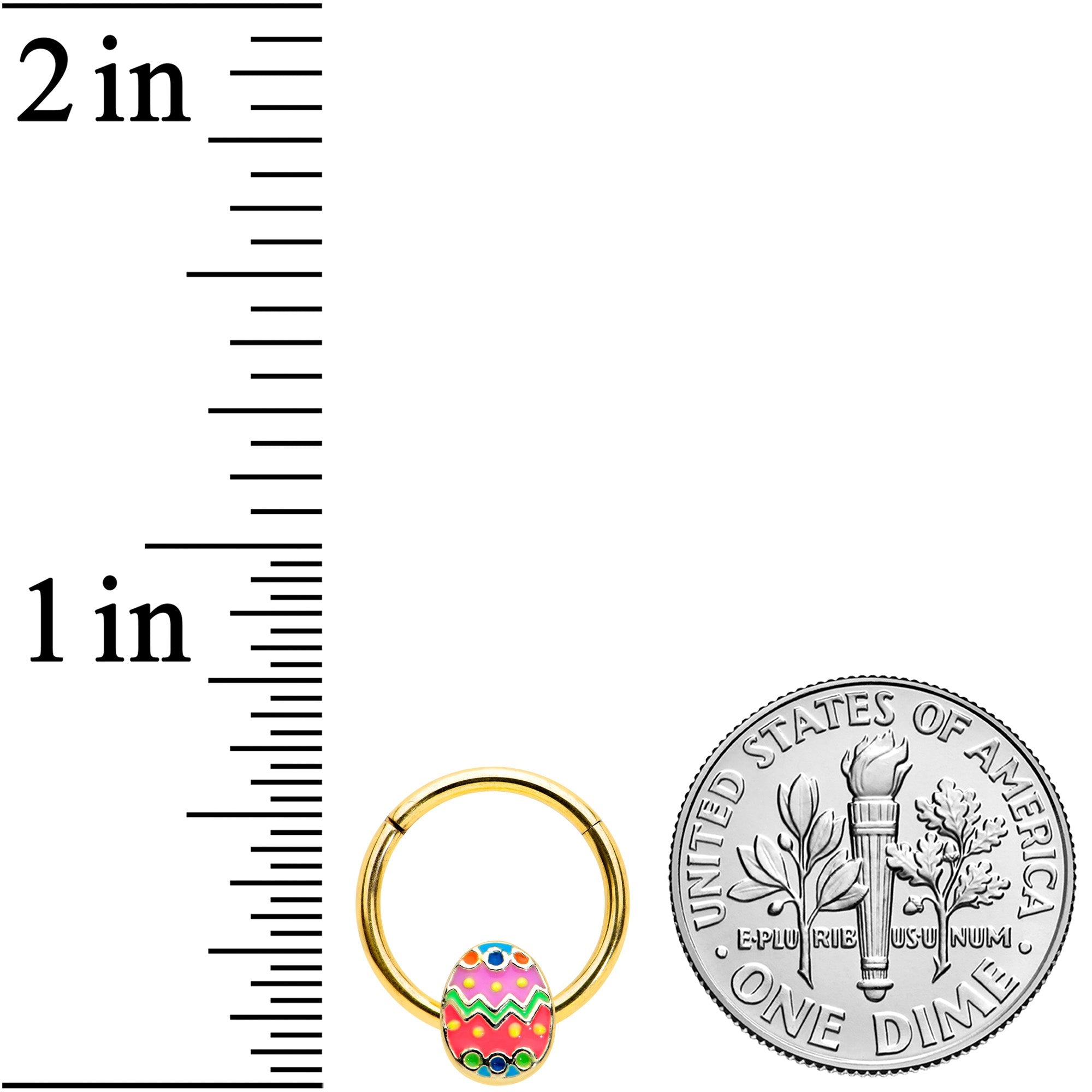 16G 3/8 Gold Tone Funky Painted Easter Egg Hinged Segment Ring