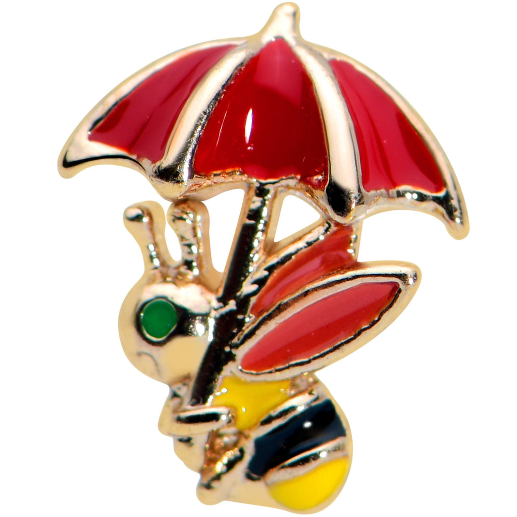 16G 5/16 Gold Tone Rainy Day Umbrella Bee Labret Monroe Tragus