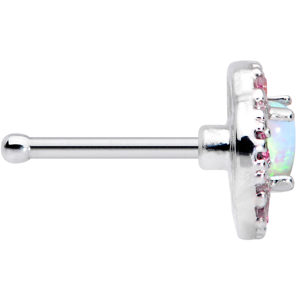 20G 5/16 White Synthetic Opal Glam Oval Nose Bone