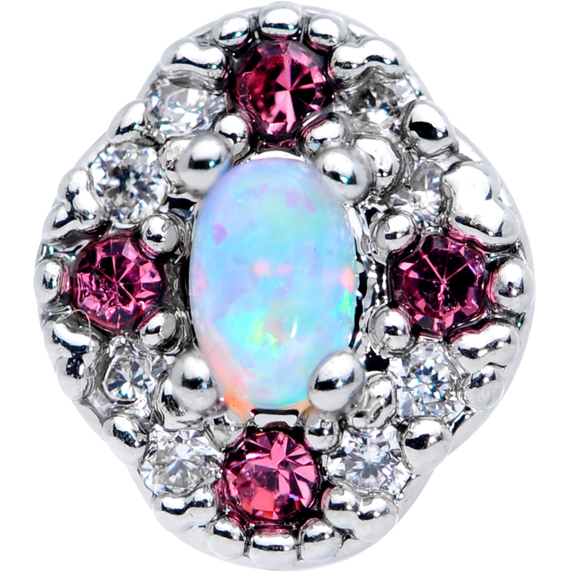 20G 5/16 White Synthetic Opal Glam Oval Nose Hoop