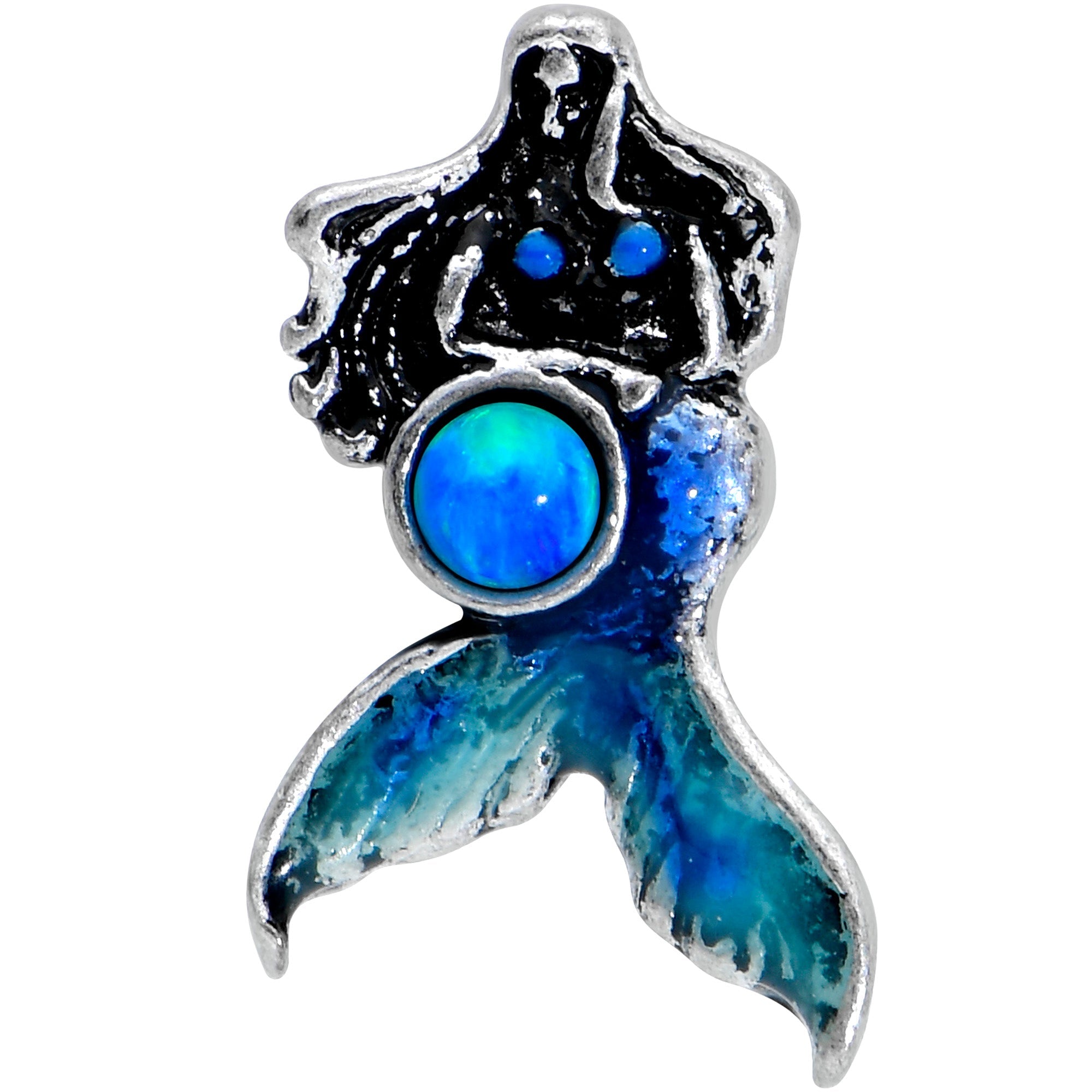 16G 5/16 Blue Synth Opal Blue Tail Mermaid Labret Monroe Tragus