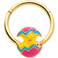 16G 3/8 Gold Tone Fancy Easter Chick Hinged Segment Ring