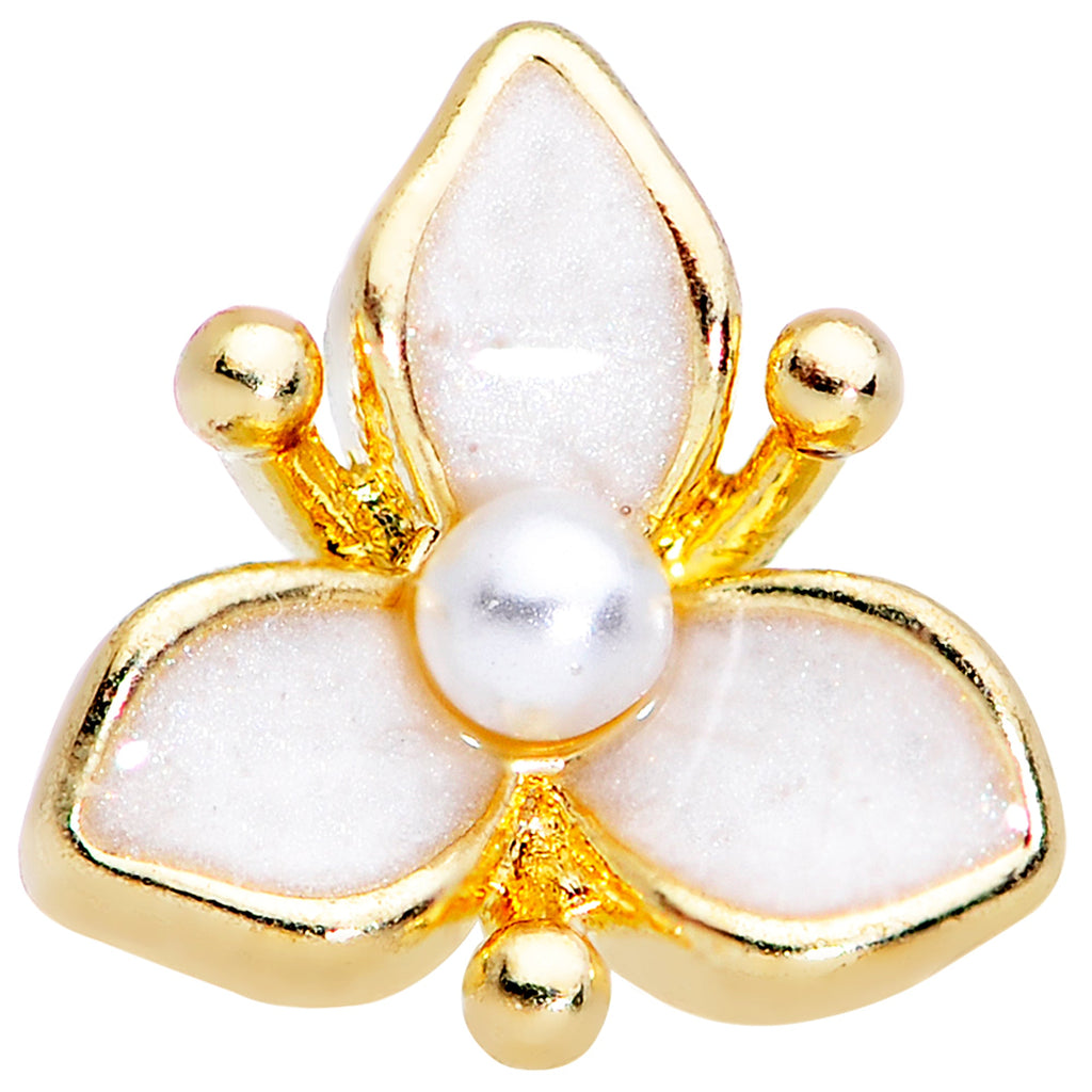 20G 1/4 Simple White Flower Nose Bone