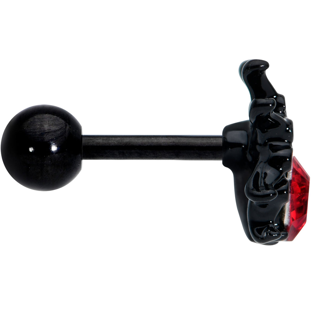 16G 1/4 Red Gem Black Spider Halloween Cartilage Tragus Earring