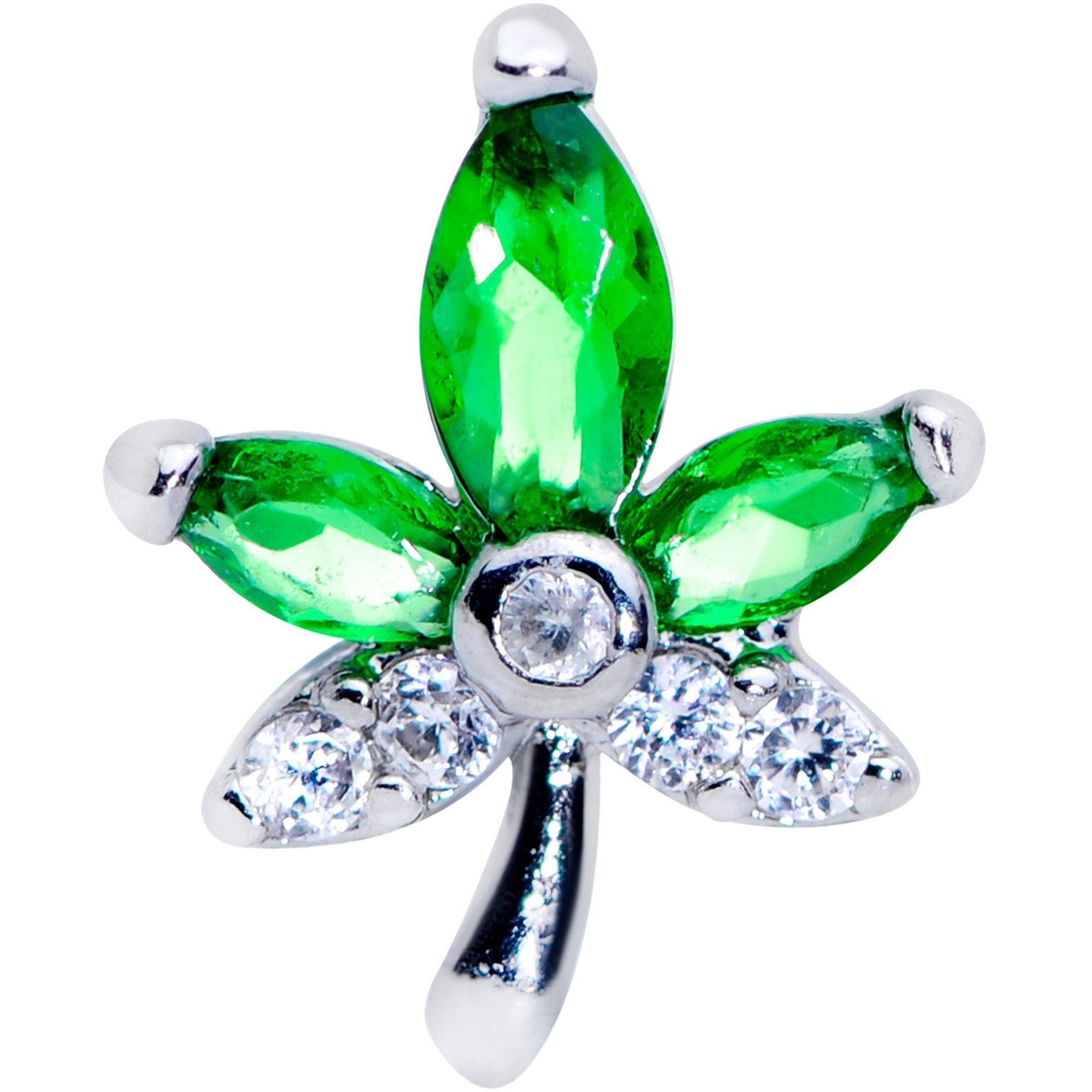 16G 5/16 Clear Green Gem Pot Leaf Labret Monroe Tragus