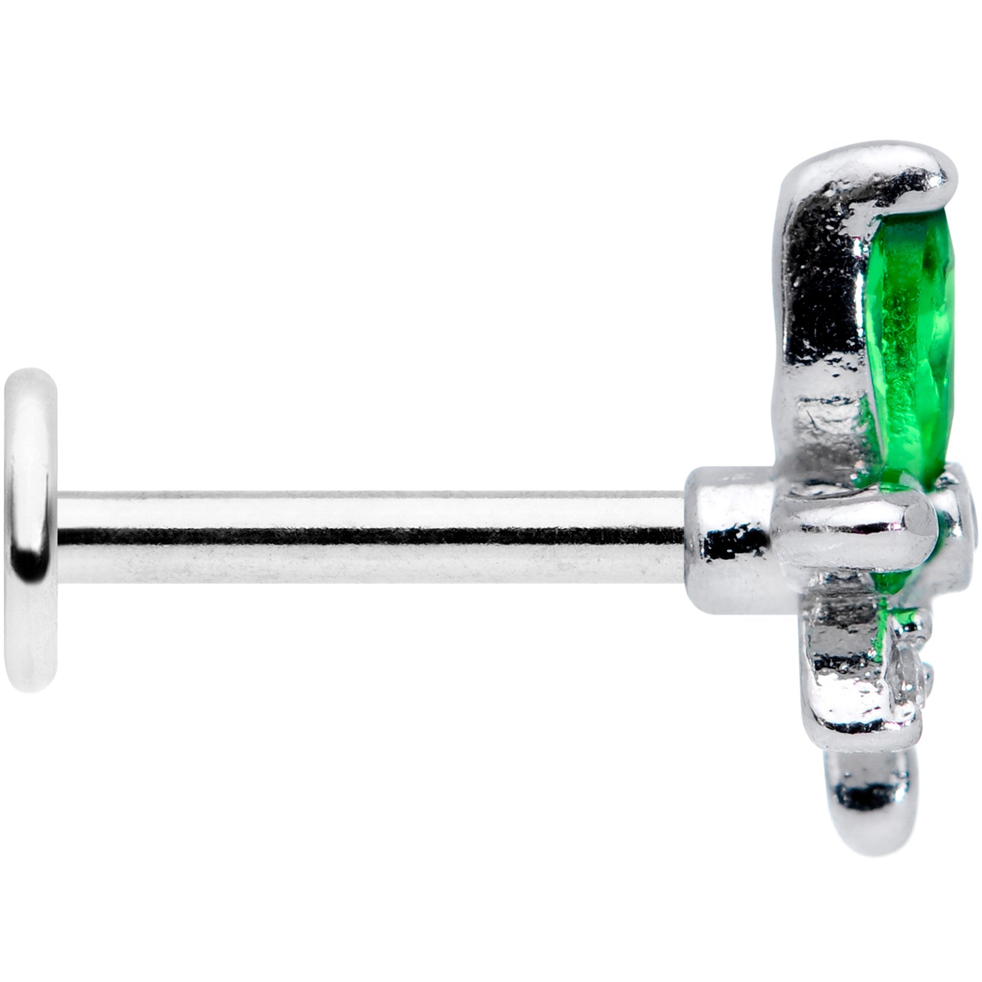 16G 5/16 Clear Green Gem Pot Leaf Labret Monroe Tragus