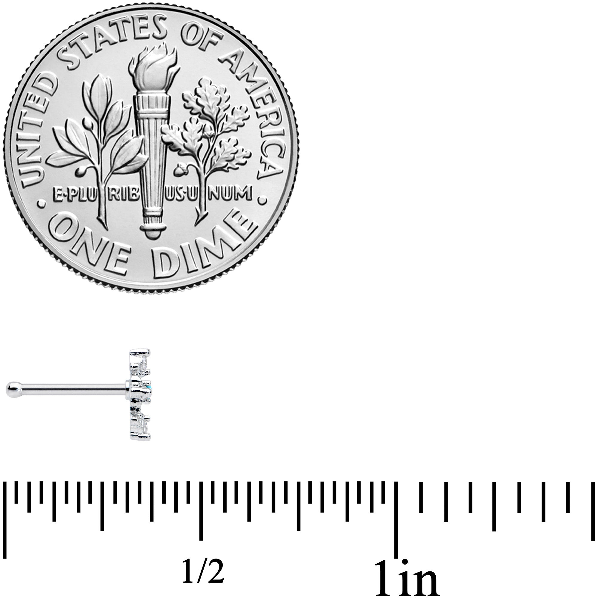 20G 5/16 Clear Blue Gem Renaissance Cross Nose Bone
