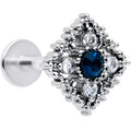 16G 5/16 Blue Gem Textured Rhombus Cross Labret Monroe Tragus