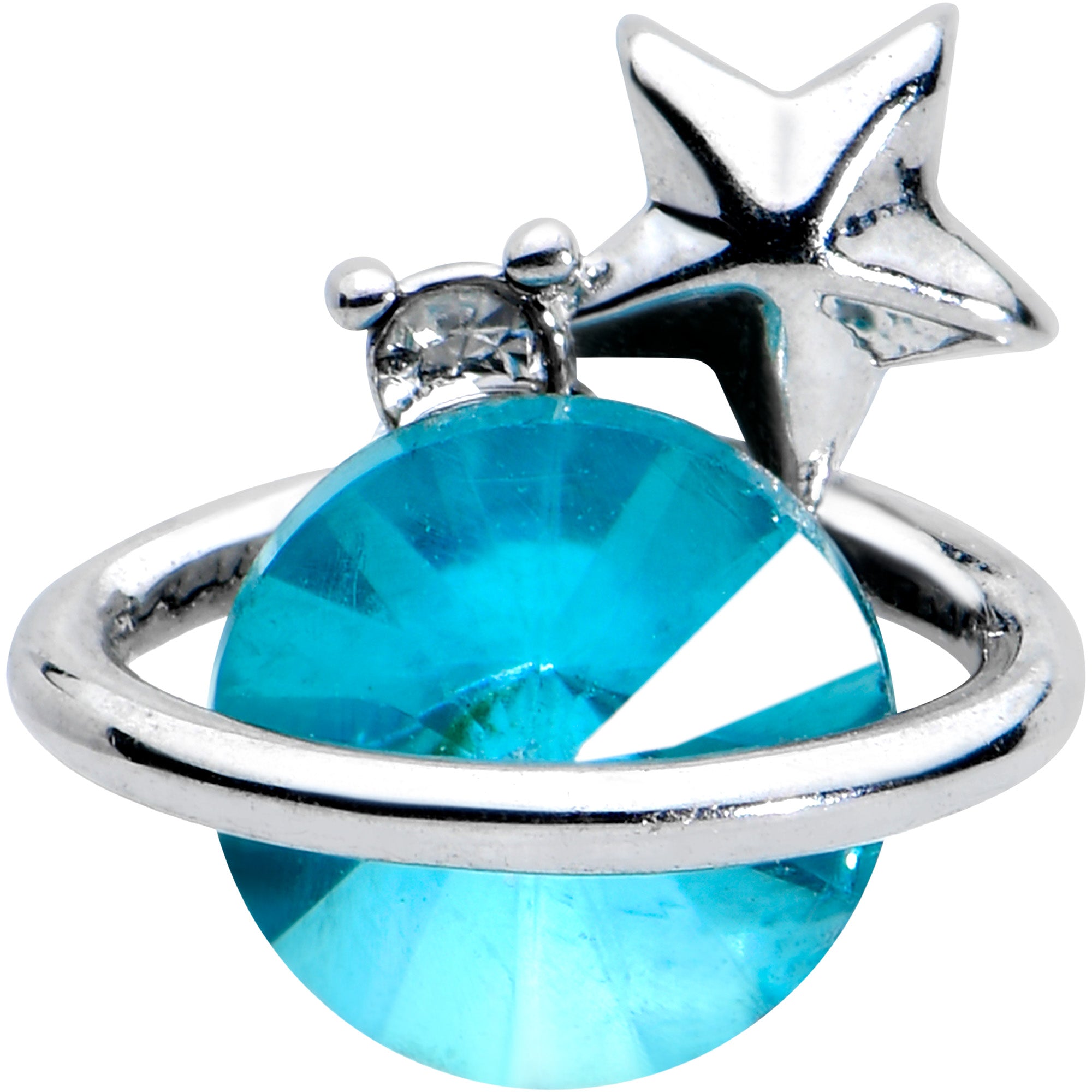 16G 5/16 Clear Blue Gem Saturn Planet Star Labret Monroe Tragus