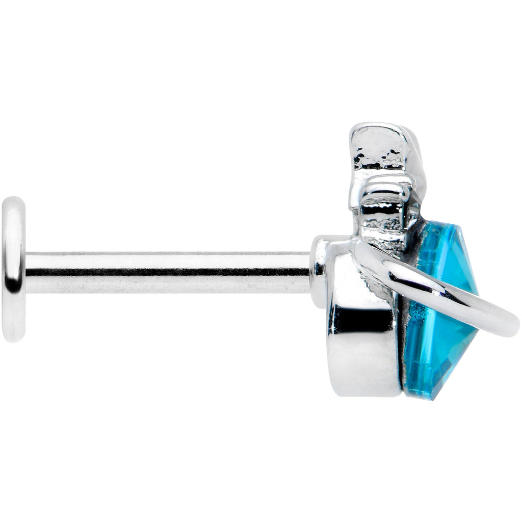 16G 5/16 Clear Blue Gem Saturn Planet Star Labret Monroe Tragus