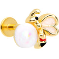 16G 5/16 White Faux Opal Gold Tone Insect Labret Monroe Tragus