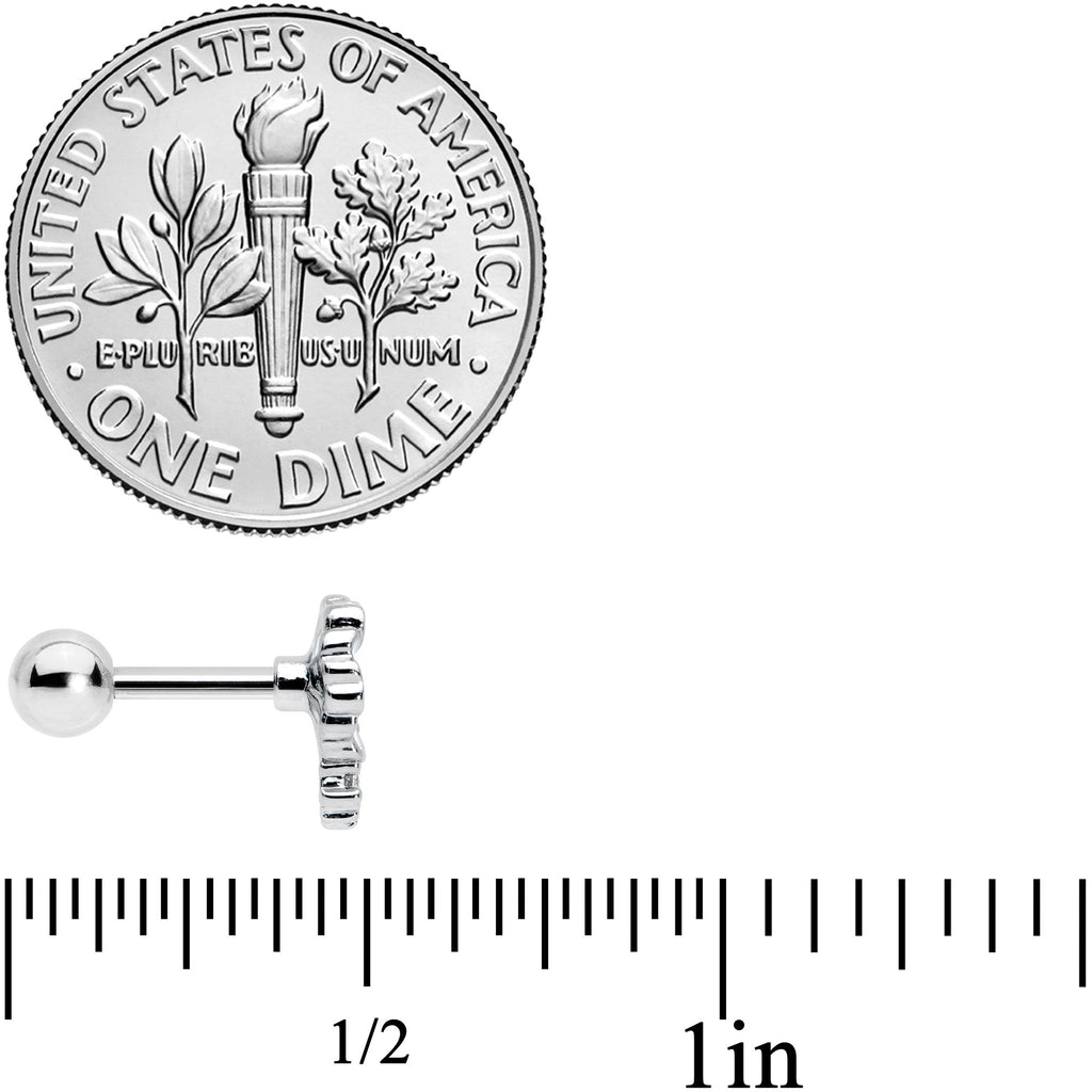 16G 1/4 Clear CZ Gem White Purple Flower Cartilage Tragus Earring